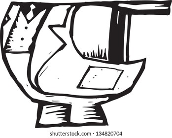 Black and white vector illustration of Disco Suit