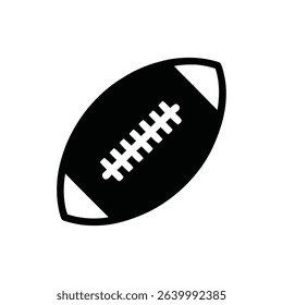 A black and white vector illustration displays a solitary American football, emphasizing sports, games, competition, and athletics on a clean, isolated background.