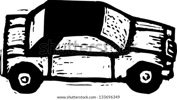Black
and white vector illustration of a disposable
car