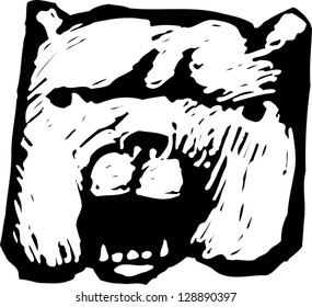 Black and white vector illustration of a dog