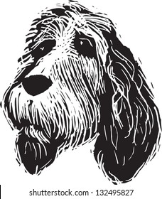 Black and white vector illustration of a dog