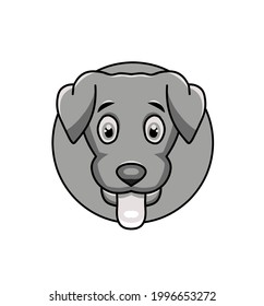 black and white vector illustration of dog head in simple flat style.