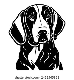 Black and white Vector Illustration of a dog, puppy 