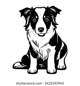 Black and white Vector Illustration of a dog, puppy 