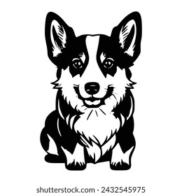 Black and white Vector Illustration of a dog, puppy 
