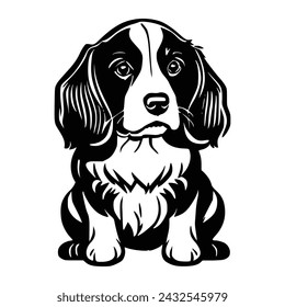 Black and white Vector Illustration of a dog, puppy 