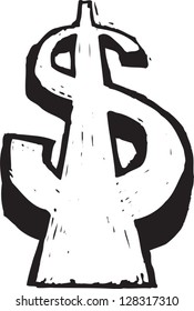 Black and white vector illustration of the dollar sign