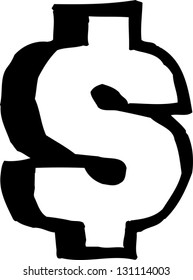 Black and white vector illustration of dollar sign