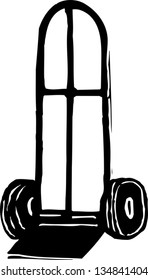Black and white vector illustration of Dolly or Hand truck