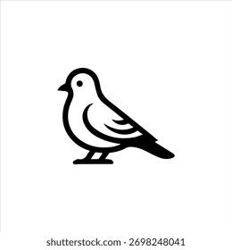 Ilustração de vetor preto e branco de uma pomba