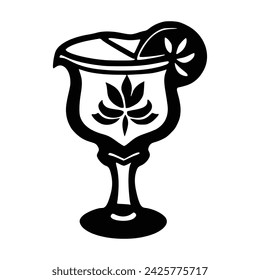 Black and white Vector illustration of a drinking glass, white background