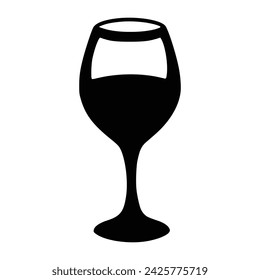 Black and white Vector illustration of a drinking glass, white background