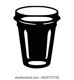 Black and white Vector illustration of a drinking glass, white background