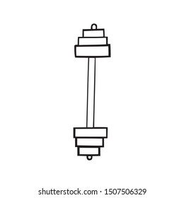 Black and white vector illustration of a dumbell