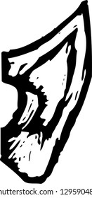 Black and white vector illustration of an ear