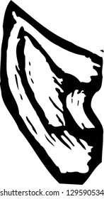 Black and white vector illustration of an ear
