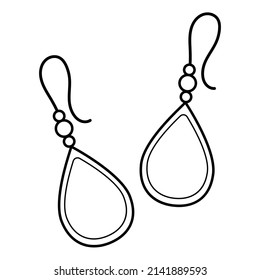 Black and white vector illustration of earrings. Coloring.