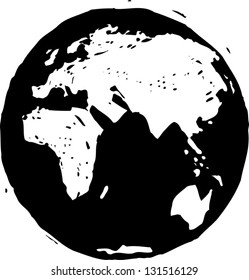 Black and white vector illustration of Earth globe