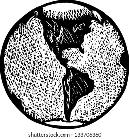 Black and white vector illustration of Earth