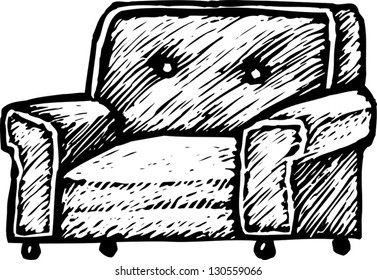 Black and white vector illustration of an easy chair
