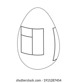 Ilustración vectorial en blanco y negro de un huevo con una casa aislada sobre fondo blanco. Diseñado para imprimir, textil, envolturas y como una página de libro de colores para adultos y niños para adultos y niños.