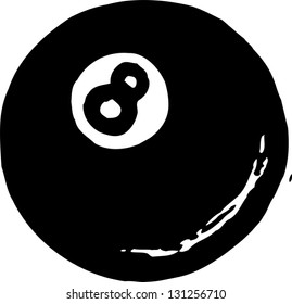 Black and white vector illustration of eight pool ball