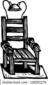 Black and white vector illustration of an electric chair