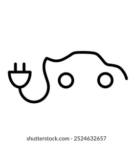 Black and white Vector illustration of electric car