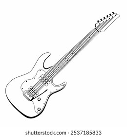 black and white vector illustration of an electric guitar