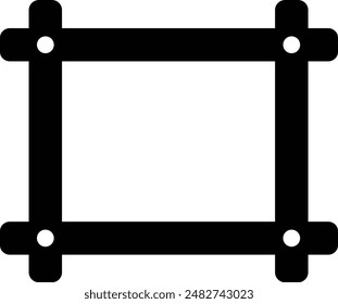 Black and white vector illustration of embroidery tapestry frame. Line icon of needlework cross stitch holder. Isolated object  EPS 10.