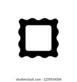 Black & white vector illustration of empty photo frame. Flat icon of black picture border. Home decor element. Isolated object on white background