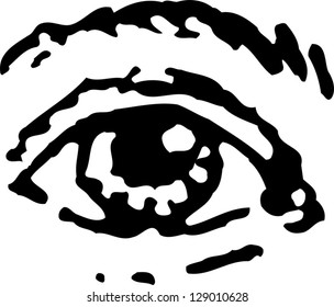 Black and white vector illustration of an eye