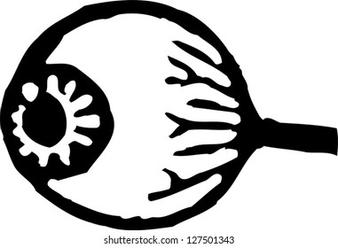Black and white vector illustration of an eyeball