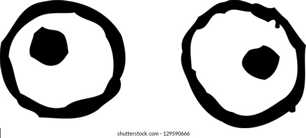 Black and white vector illustration of the eyes of a crazy person