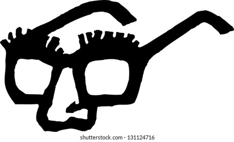 Black and white vector illustration of fake nose