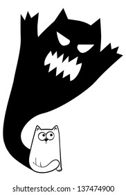 Black and white vector illustration of fear