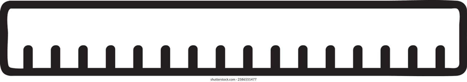 Black and white vector illustration featuring a ruler, representing concepts of measurement, accuracy, and precision across various fields such as education, engineering, and carpentry