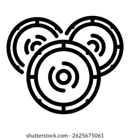 Ilustração vetorial em preto e branco com um padrão abstrato com círculos concêntricos sobrepostos