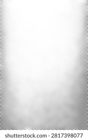A black and white vector illustration featuring a halftone dot pattern that fades from dense dots on the right to a lighter gradient on the left. This abstract background is ideal for graphic design elements and creative projects.