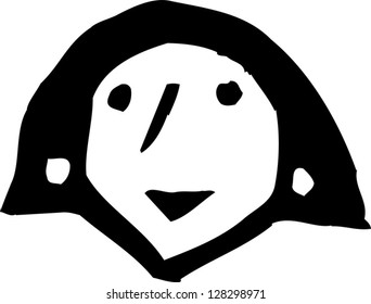 Black and white vector illustration of  a female head