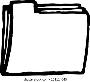 Black and white vector illustration of a file folder