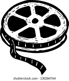 Black and white vector illustration of film reel