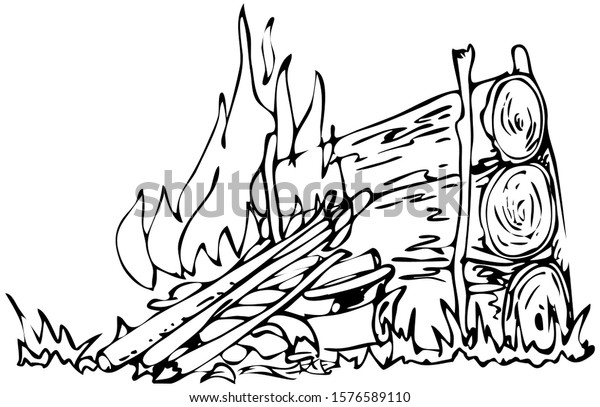 Black White Vector Illustration Fire Light Stock Vector (Royalty Free ...