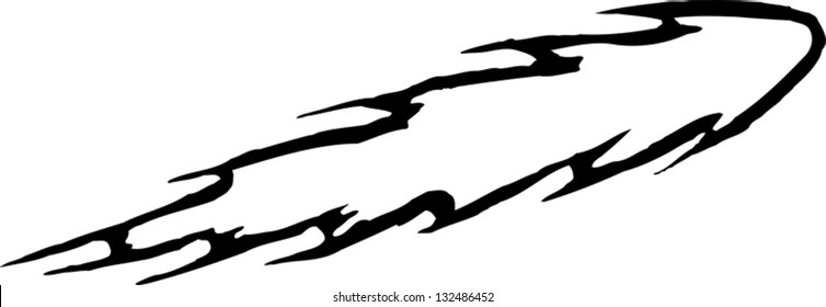 Black and white vector illustration of fireball