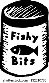 Black and white vector illustration of fish food