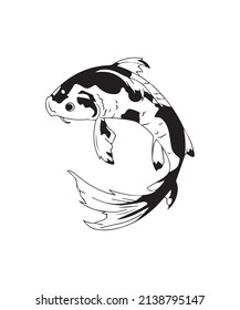 black and white vector illustration. fish. carp