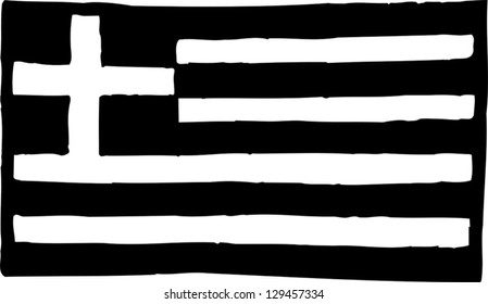 Black and white vector illustration of the flag of Greece