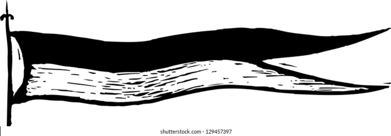 Black and white vector illustration of a flag