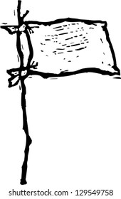 Black and white vector illustration of a white flag