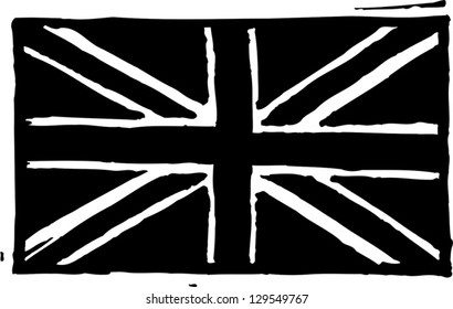 Black and white vector illustration of the flag of UK
